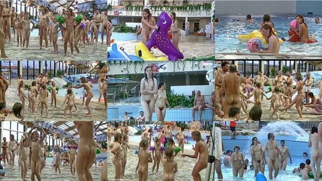 Young and adult nudists in the water park video | Naturist Gallery